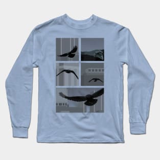 Ravens in front of Canary Wharf buildings Long Sleeve T-Shirt